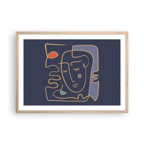 Poster in cornice rovere chiaro - Pensierosa - 70x50 cm