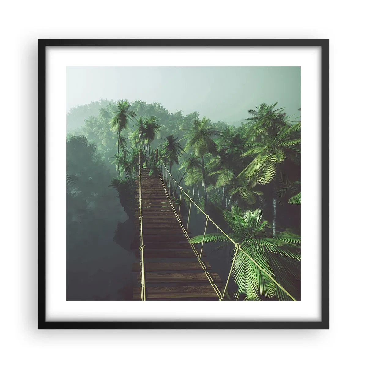 Poster in cornice nera - Nel vortice del verde - 50x50 cm