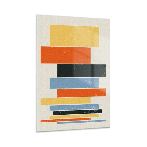 Quadro su vetro - Strisce geometriche in una composizione ritmica su uno sfondo chiaro - 50x70cm - Notazione musicale - Decorazione murale moderna per soggiorno e camera da letto ARTTOR