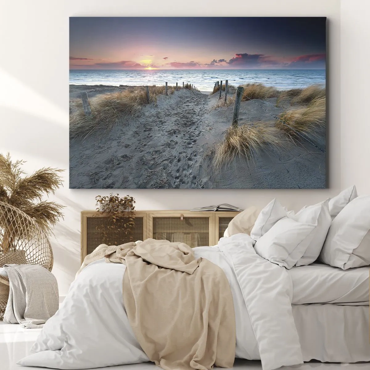 Quadro su tela - Stampe su Tela - Sentiero che porta alla spiaggia al tramonto - 70x50cm - Hai versato un arcobaleno di luce radiosa... - Decorazione murale moderna per soggiorno e camera da letto ARTTOR