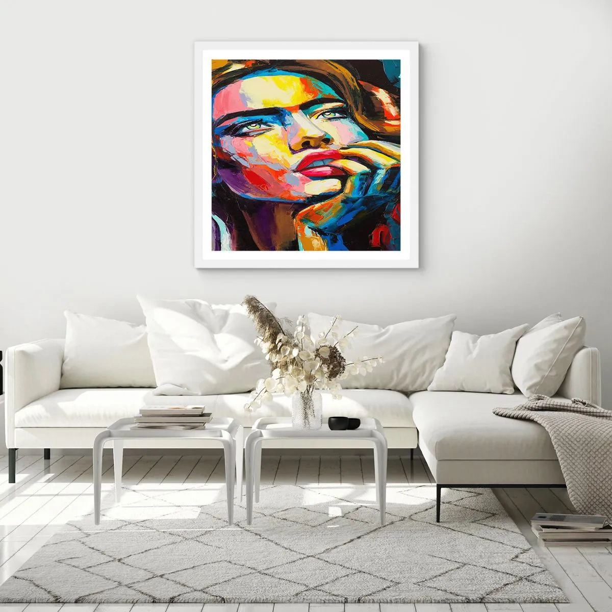 Poster in cornice bianca - I sogni come uccelli planano nel cielo - 40x40 cm