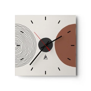 Orologio da parete - Orologio in Vetro - Figure geometriche astratte in colori caldi - 30x30cm - Al centro dell'attenzione - Decorazione murale moderna per soggiorno e camera da letto ARTTOR
