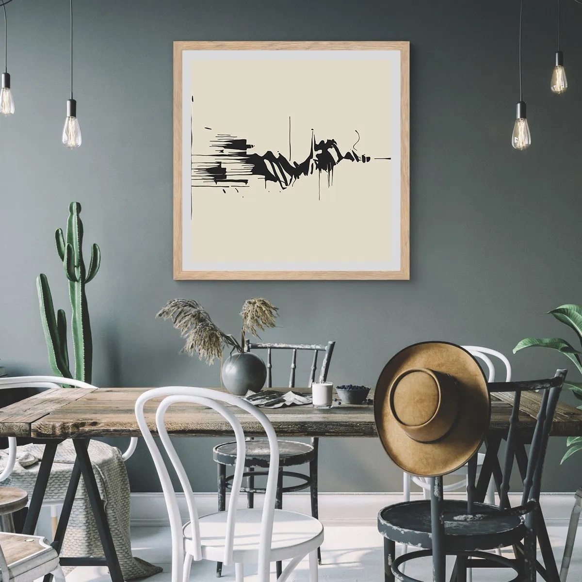 Poster in cornice rovere chiaro - Astrazione frettolosa - 50x50 cm