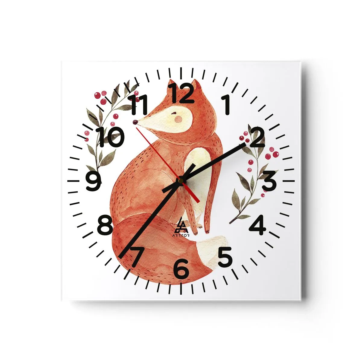 Orologio da parete - Orologio in Vetro - Piccola rossa - 30x30 cm