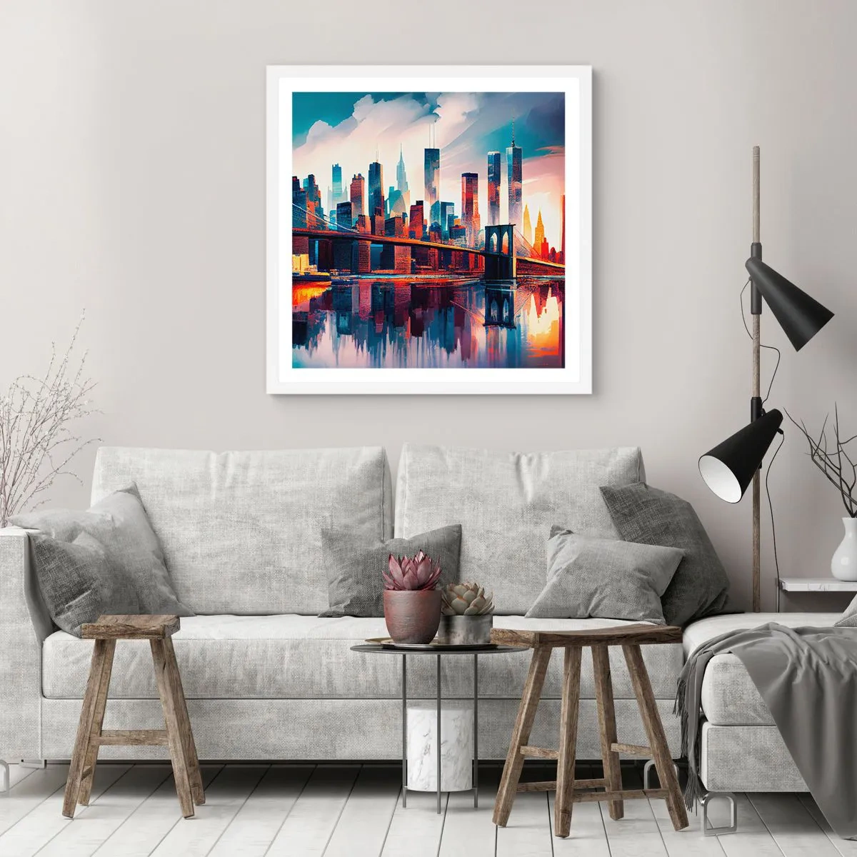 Poster in cornice bianca - Una New York spettacolare - 60x60 cm