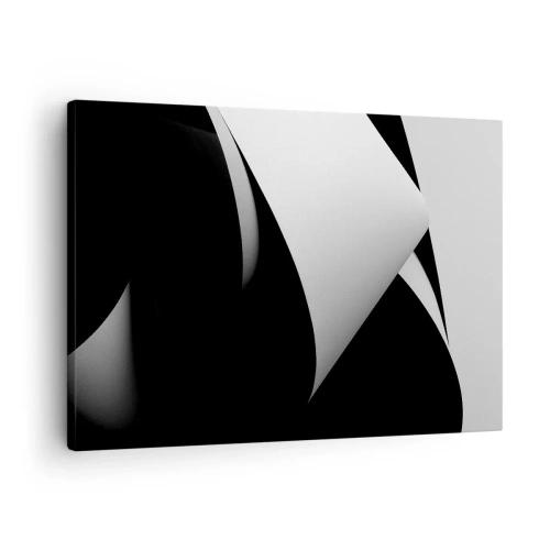 Quadro su tela - Stampe su Tela - Forme astratte in bianco e nero con contrasti sorprendenti - 70x50cm - Piani di luce dalle profondità dell'ombra - Decorazione murale moderna per soggiorno e camera da letto ARTTOR