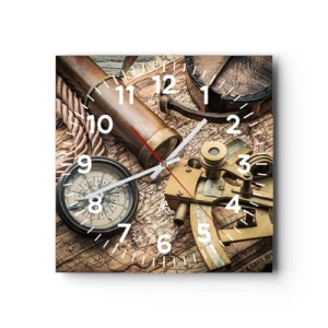 Orologio da parete - Orologio in Vetro - Traccia la rotta - 40x40 cm