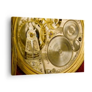 Quadro su tela - Stampe su Tela - Meccanismo dell'orologio con ingranaggi e dettagli visibili - 70x50cm - Stare al passo coi tempi - Decorazione murale moderna per soggiorno e camera da letto ARTTOR