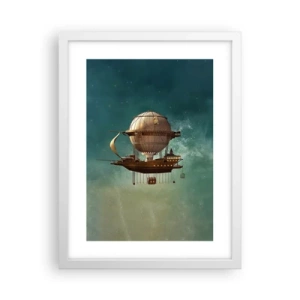 Poster in cornice bianca - Saluti da Jules Verne - 30x40 cm
