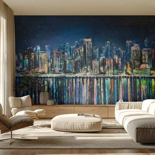 Fotomurali Premium Sand - Cascata di luci - Città, Architettura, Fiume - 450x315 cm