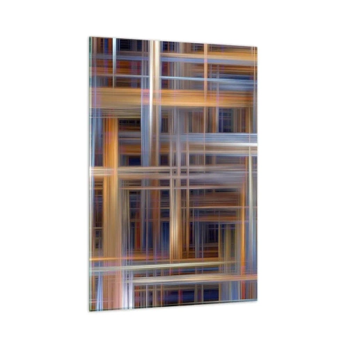 Quadro su vetro - Motivi geometrici astratti in colori pastello - 80x120cm - Tessute con la luce - Decorazione murale moderna per soggiorno e camera da letto ARTTOR