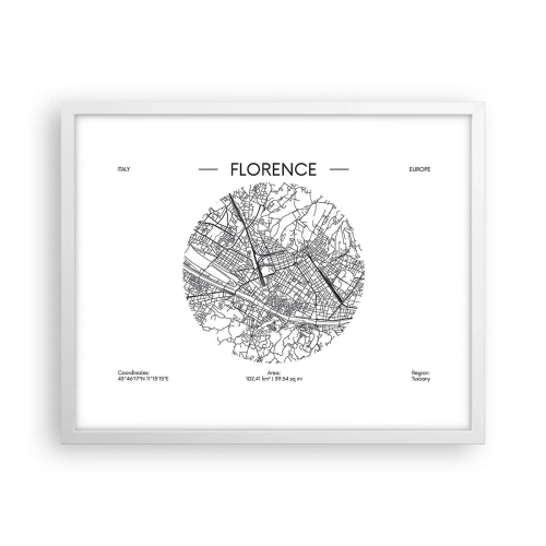 Poster in cornice bianca - Anatomia di Firenze - 50x40 cm
