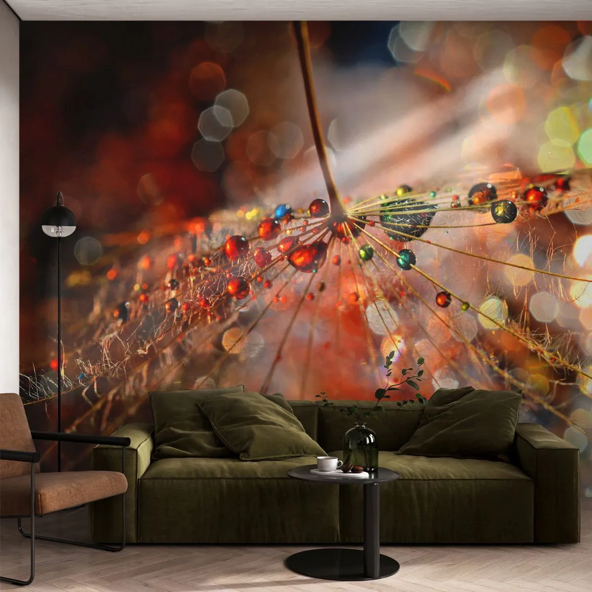 Fotomurali Premium Canvas - Posate sulla ragnatela - Astrazione, ragnatela, Pezzo - 250x175 cm