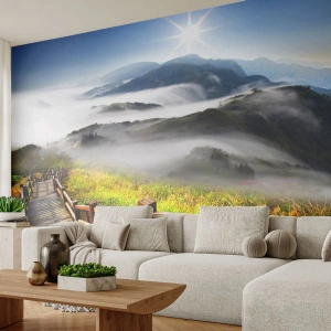 Fotomurali Autoadesivo Deluxe Sticker - Avvolti di luce e nebbia - Paesaggio, Montagne, Parco Nazionale - 500x350 cm