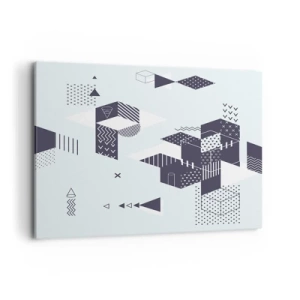 Quadro su tela - Stampe su Tela - Grafica geometrica moderna nei toni del bianco e del blu navy - 120x80cm - La matematica nell'anima - Decorazione murale moderna per soggiorno e camera da letto ARTTOR