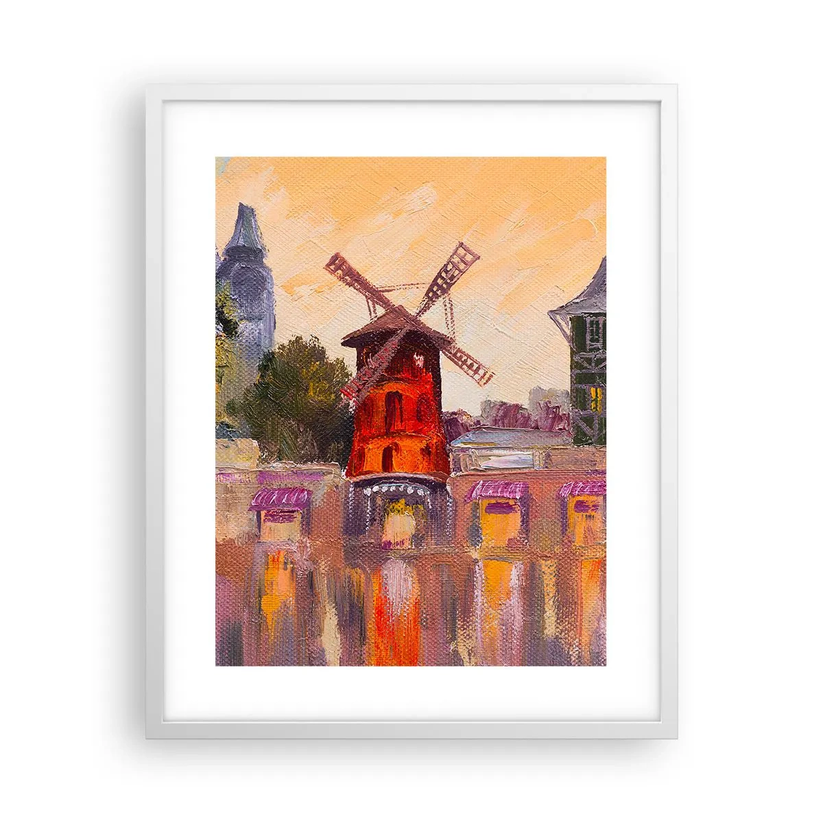 Poster in cornice bianca - Le icone di Parigi: il Moulin Rouge - 40x50 cm