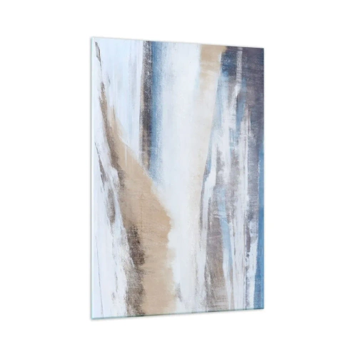 Quadro su vetro - Paesaggio invernale astratto nei toni del bianco e del blu - 70x100cm - Composizione invernale - Decorazione murale moderna per soggiorno e camera da letto ARTTOR