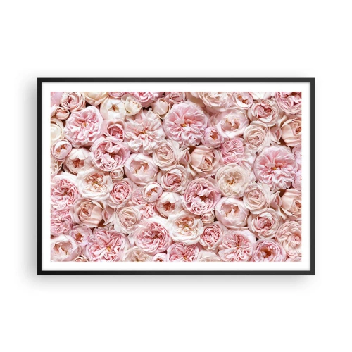 Poster in cornice nera - Delicate rose in tonalità di rosa su tutta la superficie - 100x70cm - Coperto di rose - Decorazione murale moderna per soggiorno e camera da letto ARTTOR
