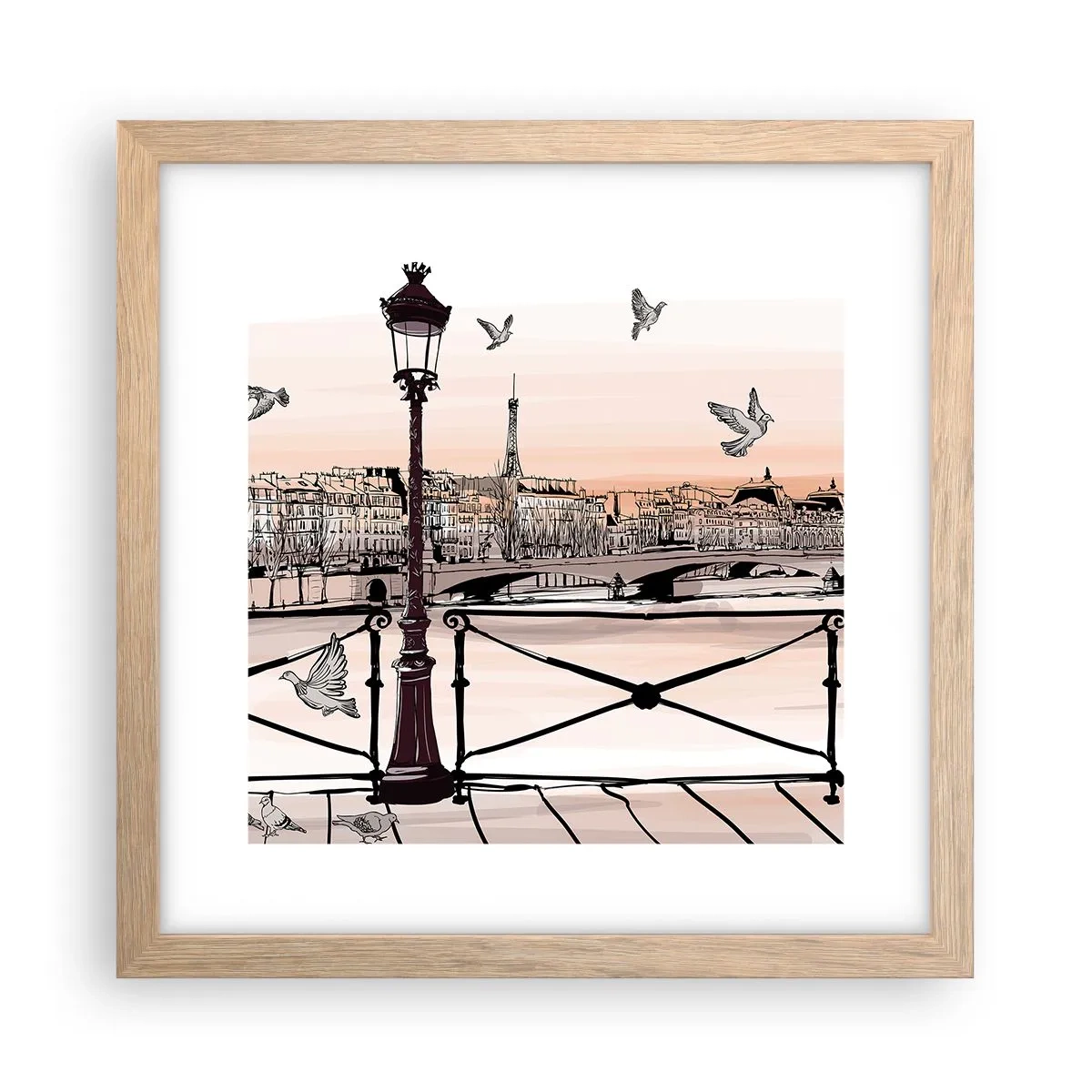 Poster in cornice rovere chiaro - Sui tetti di Parigi - 30x30 cm