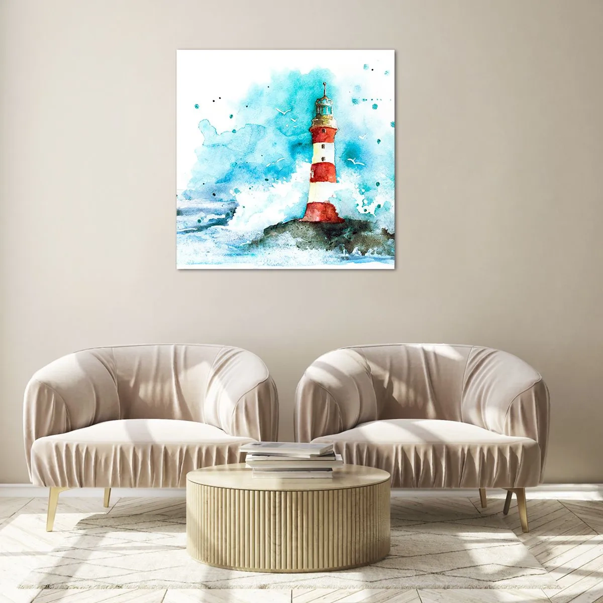 Quadro su vetro - L'unità dei quattro elementi - 70x70 cm