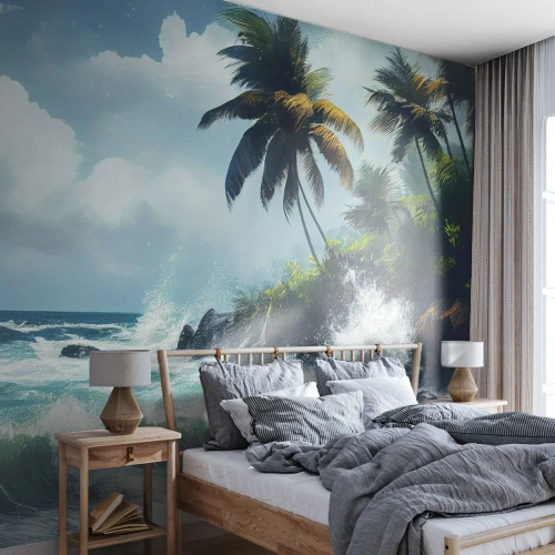 Fotomurali Premium Sand - Sulla riva tropicale - Spiaggia, Tropicale, Palma - 300x210 cm