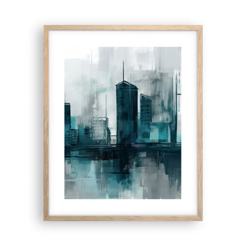 Poster in cornice rovere chiaro - La città al colore della pioggia - 40x50 cm