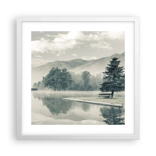 Poster in cornice bianca - Il lago dorme ancora - 40x40 cm