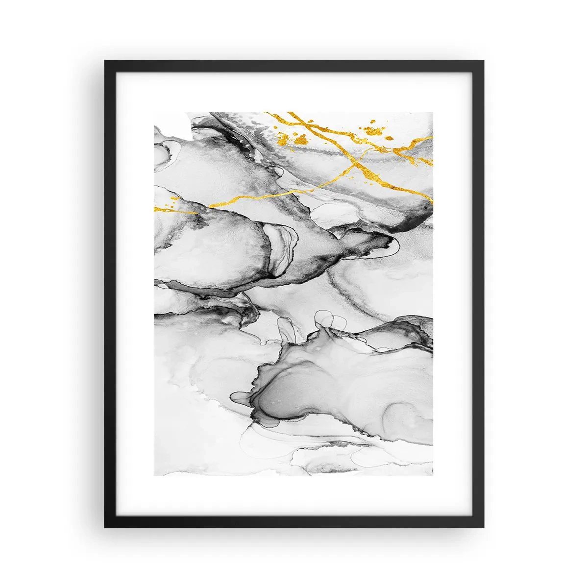 Poster in cornice nera - Composizione con motivo d'oro - 40x50 cm