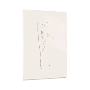 Quadro su vetro - Un disegno lineare e sottile di una silhouette su uno sfondo chiaro - 70x100cm - La forma del desiderio - Decorazione murale moderna per soggiorno e camera da letto ARTTOR