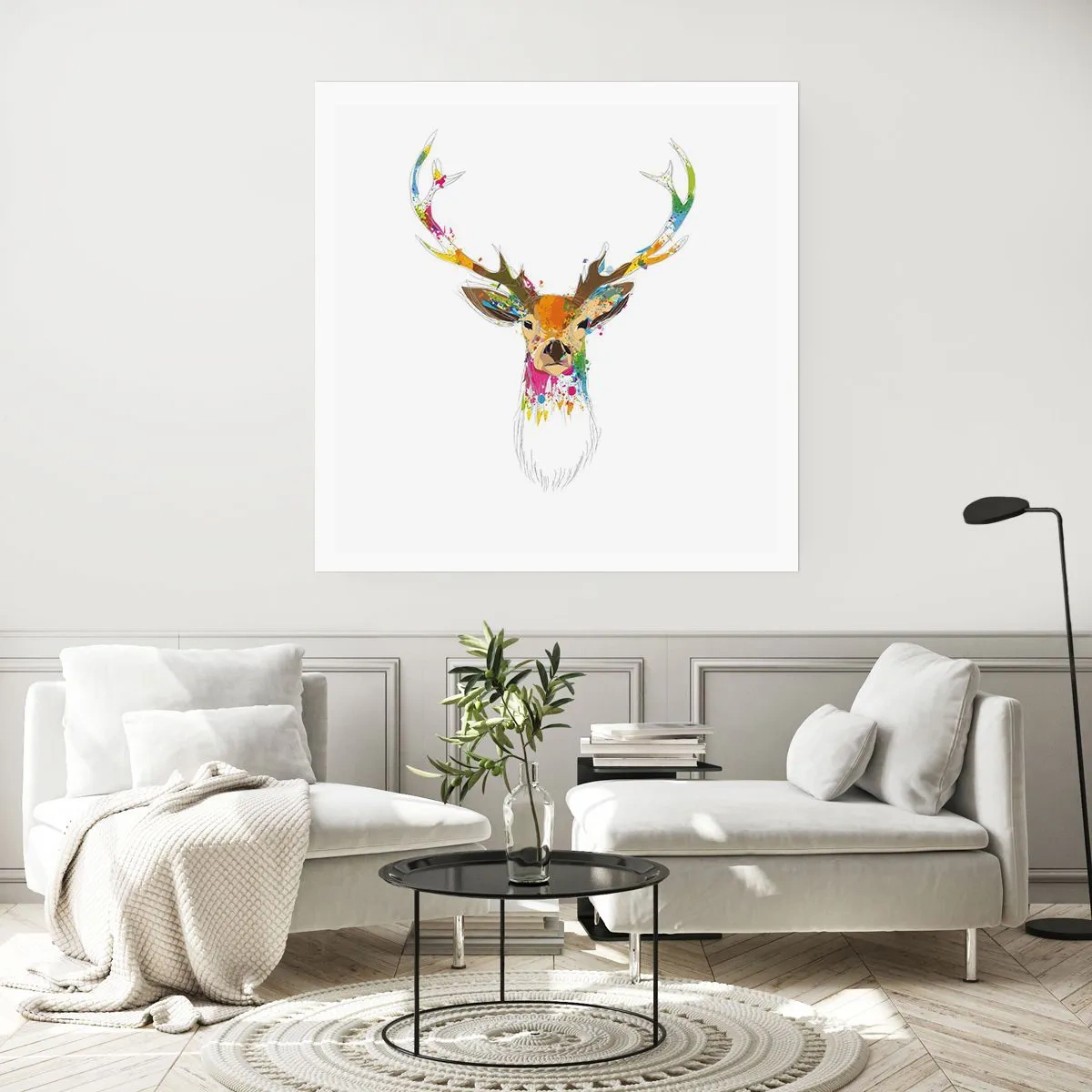 Poster - Mite cerbiatto immerso nel colore - 30x30 cm