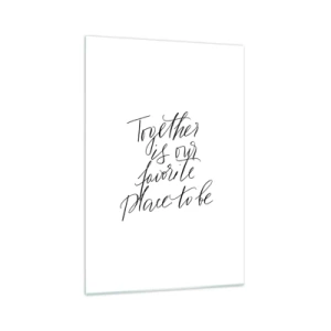 Quadro su vetro - Iscrizione tipografica in stile elegante su sfondo bianco - 70x100cm - Anche tu lo senti? - Decorazione murale moderna per soggiorno e camera da letto ARTTOR