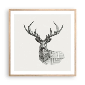 Poster in cornice rovere chiaro - Cervo in stile cubista - 60x60 cm