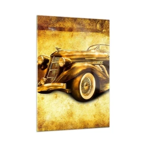 Quadro su vetro - Auto decappottabile d'epoca su uno sfondo d'epoca - 50x70cm - La crème de la crème - Decorazione murale moderna per soggiorno e camera da letto ARTTOR