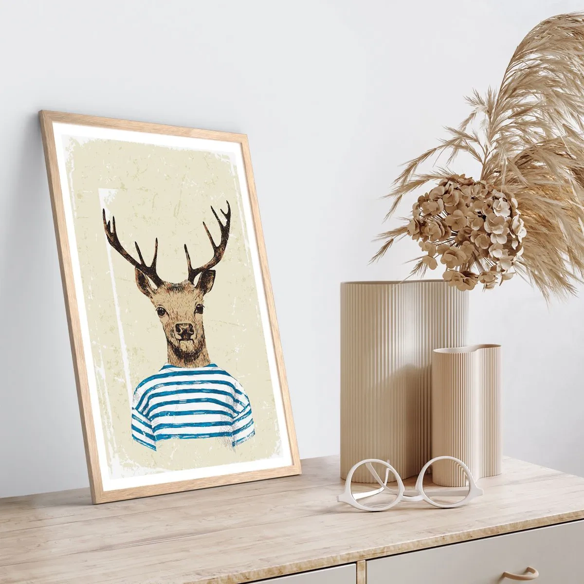 Poster in cornice rovere chiaro - Mi piacciono le camicie a righe! - 50x70 cm