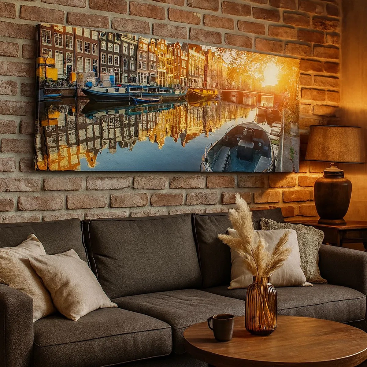 Quadro su tela - Stampe su Tela - L'alba ad Amsterdam - 100x40 cm