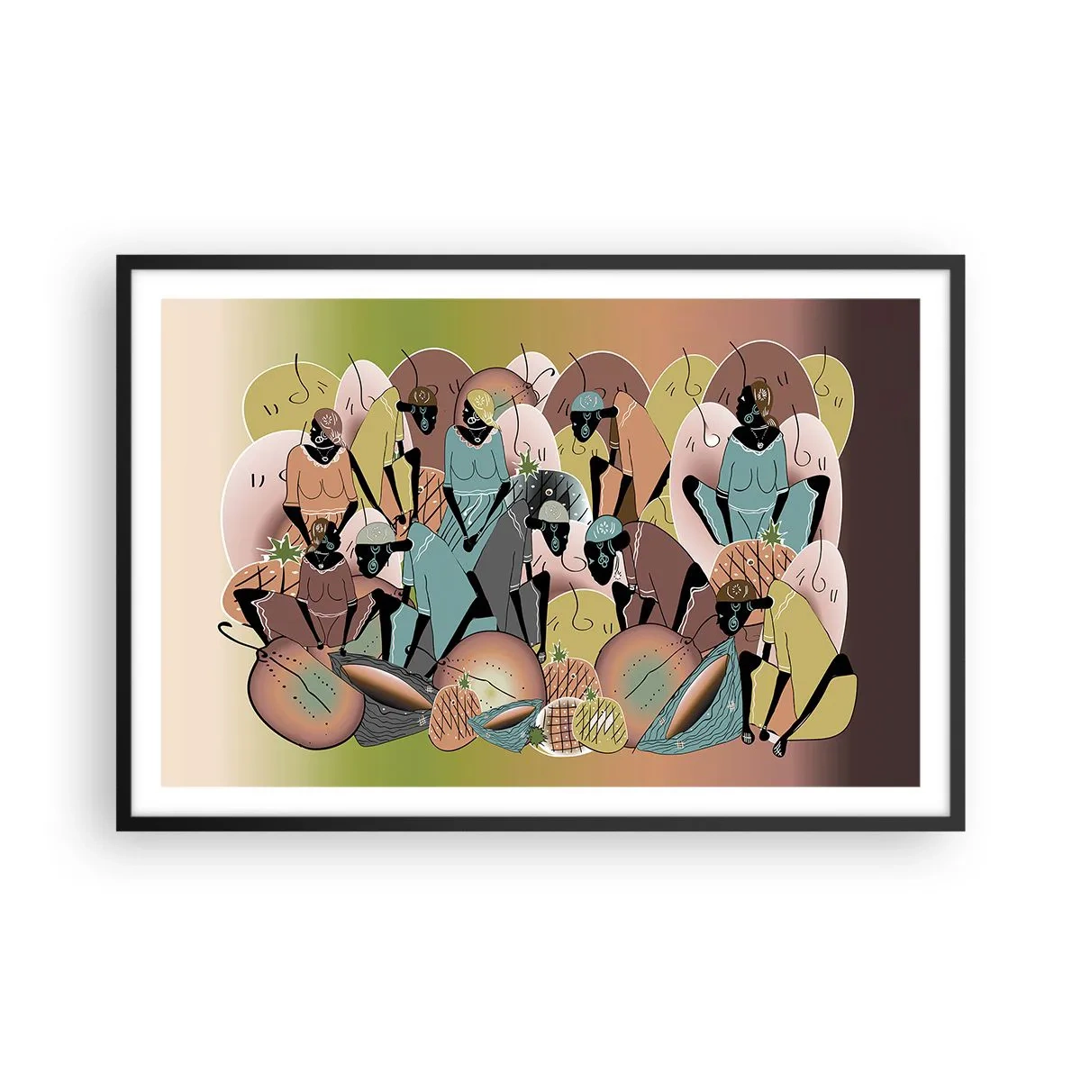 Poster in cornice nera - Arriva la grande festa - 91x61 cm