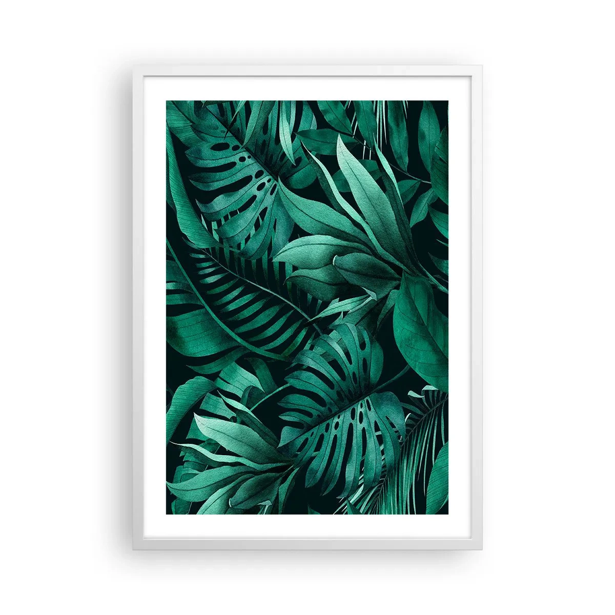 Poster in cornice bianca - Dal profondo del verde tropicale - 50x70 cm