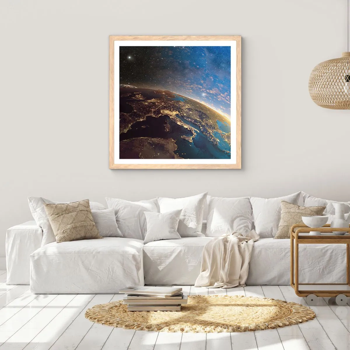 Poster in cornice rovere chiaro - Guardiamoci da lontano - 30x30 cm