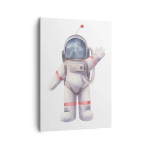 Quadro su tela - Stampe su Tela - Astronauta in stile acquerello su sfondo bianco - 50x70cm - Ci vediamo! - Decorazione murale moderna per soggiorno e camera da letto ARTTOR