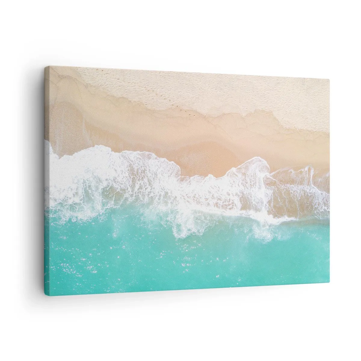 Quadro su tela - Stampe su Tela - Una vista a volo d'uccello di una spiaggia con acqua turchese e onde dolci - 70x50cm - Un tocco carezzevole - Decorazione murale moderna per soggiorno e camera da letto ARTTOR