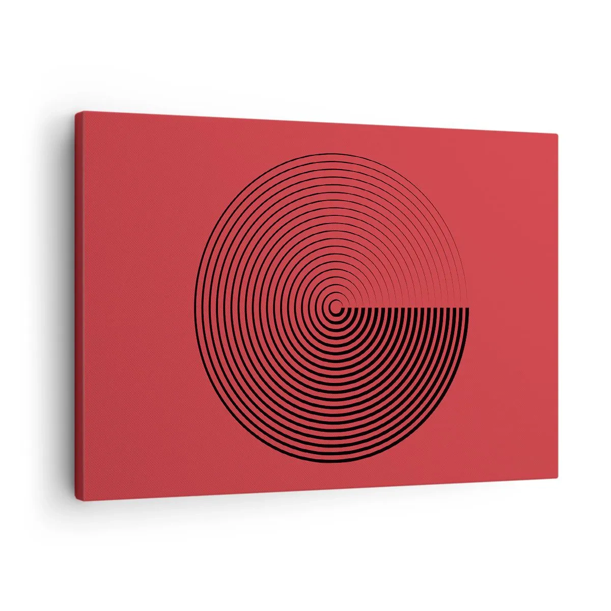 Quadro su tela - Stampe su Tela - Cerchi concentrici su sfondo rosso - 70x50cm - Movimento circolare - Decorazione murale moderna per soggiorno e camera da letto ARTTOR