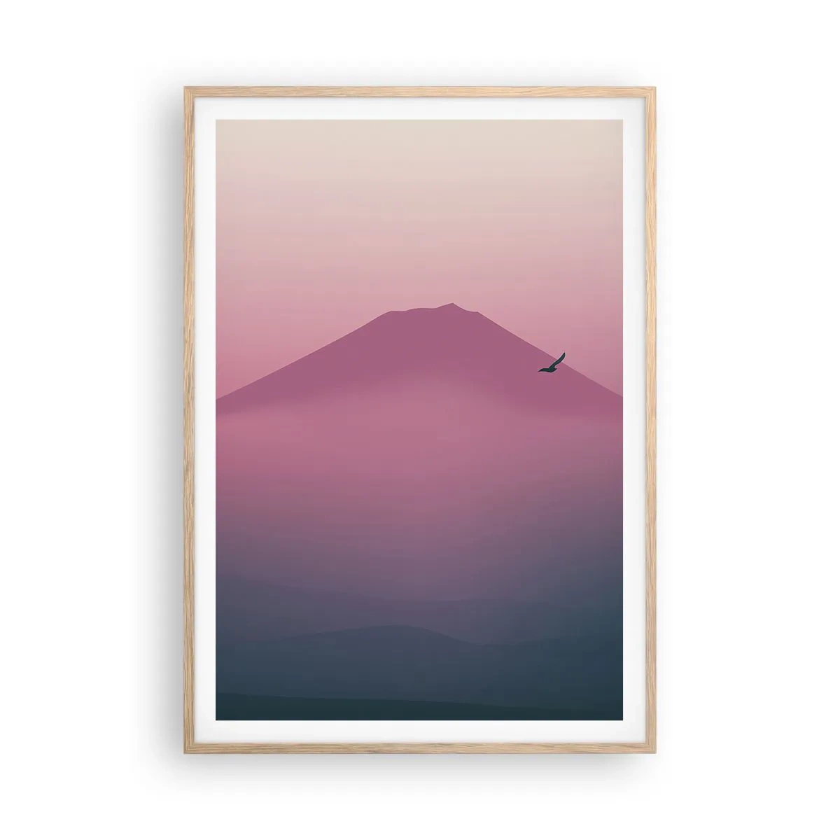 Poster in cornice rovere chiaro - Viandanti sopra le nuvole - 70x100 cm