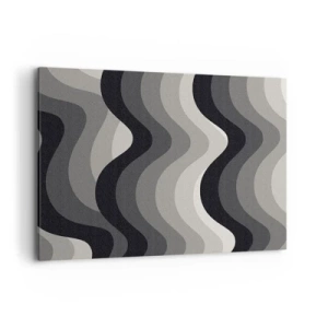Quadro su tela - Stampe su Tela - Motivi ondulati in bianco e nero in tonalità di grigio - 120x80cm - Un'onda dopo l'altra - Decorazione murale moderna per soggiorno e camera da letto ARTTOR