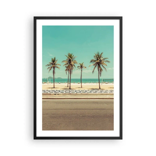 Poster in cornice nera - Una spiaggia con palme e cielo azzurro - 50x70cm - A guardia della spiaggia - Decorazione murale moderna per soggiorno e camera da letto ARTTOR