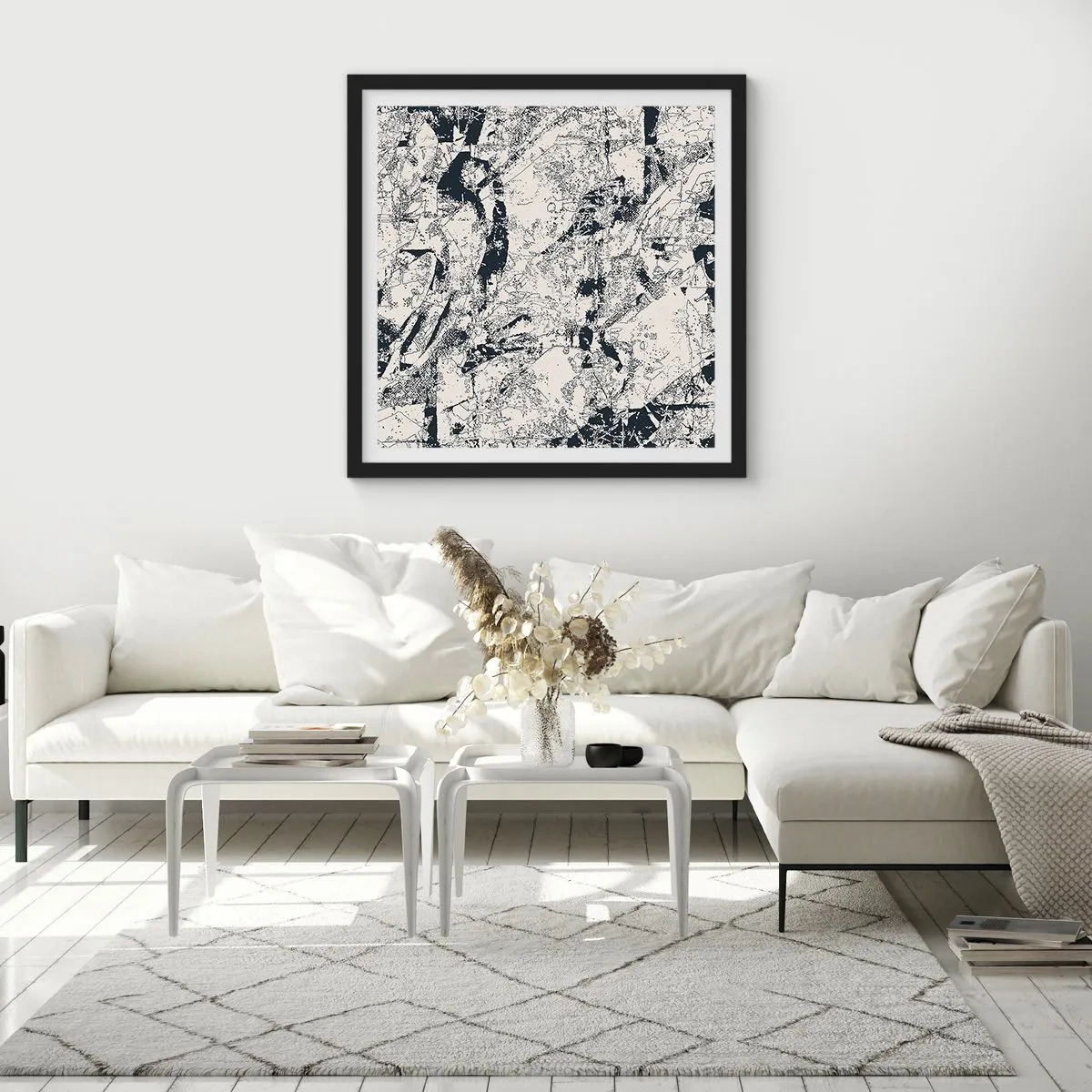 Poster in cornice nera - La compenetrazione degli opposti - 60x60 cm