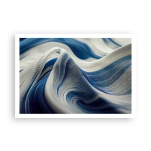 Poster - Onde astratte nei toni del blu e del bianco - 100x70cm - Fluidità di blu e di bianco - Decorazione murale moderna per soggiorno e camera da letto ARTTOR