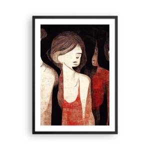 Poster in cornice nera - Illustrazione astratta di una figura in rosso e nero - 50x70cm - Madonne nell'oscurità - Decorazione murale moderna per soggiorno e camera da letto ARTTOR