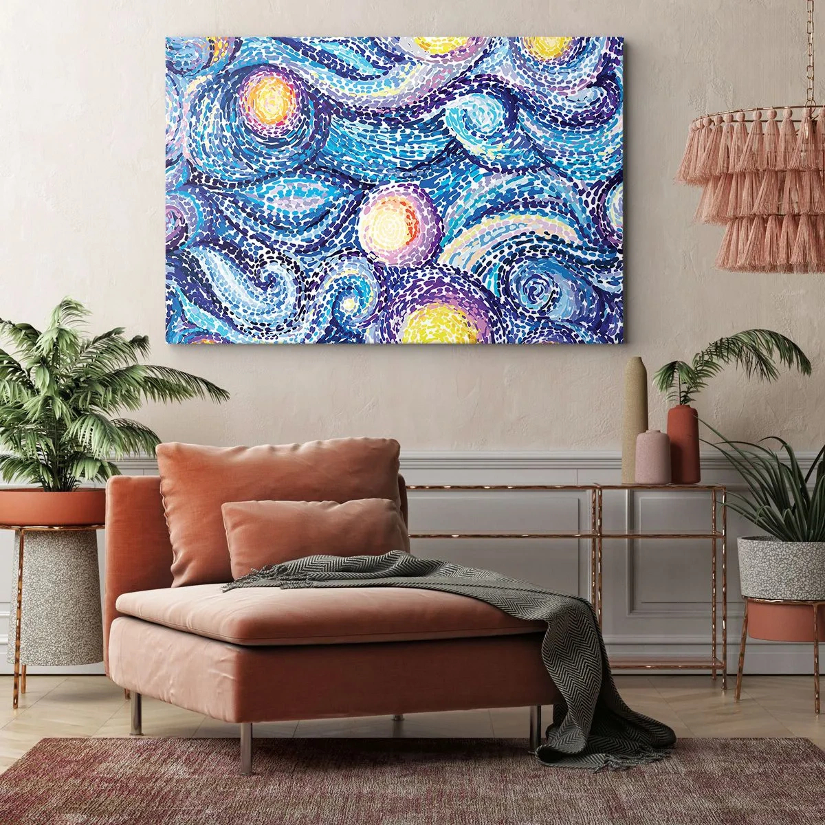 Quadro su tela - Stampe su Tela - Un'interpretazione artistica del cielo stellato nello stile di Van Gogh - 120x80cm - Dal quadro di Van Gogh - Decorazione murale moderna per soggiorno e camera da letto ARTTOR