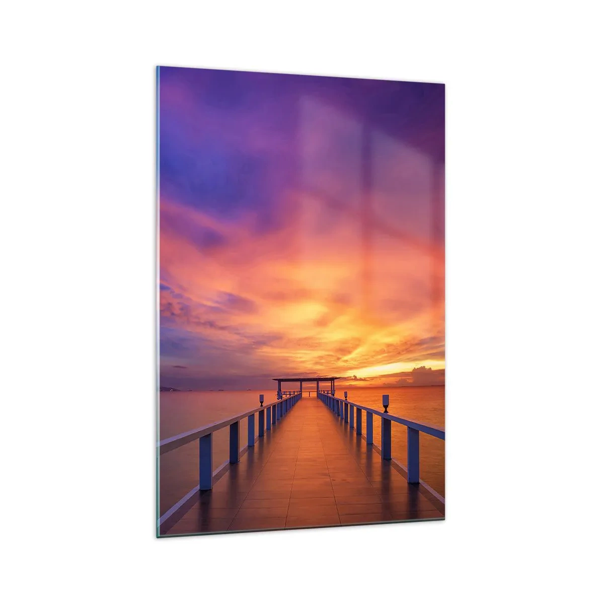 Quadro su vetro - Un molo che conduce al mare durante il tramonto - 70x100cm - Senza fine - Decorazione murale moderna per soggiorno e camera da letto ARTTOR