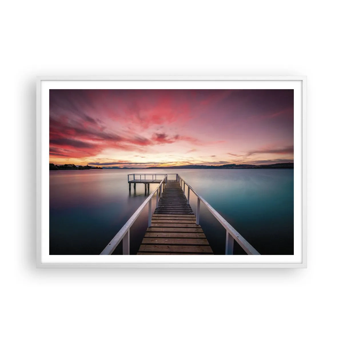 Poster in cornice bianca - La fiamma mite della sera - 100x70 cm